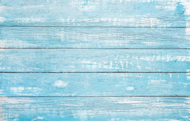 木製の板青い海の色が塗られた - beach blue turquoise sea ストックフォトと画像