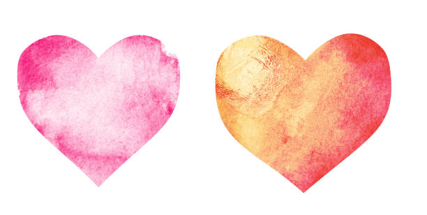 istock Two watercolor hearts on white as background 1205181620