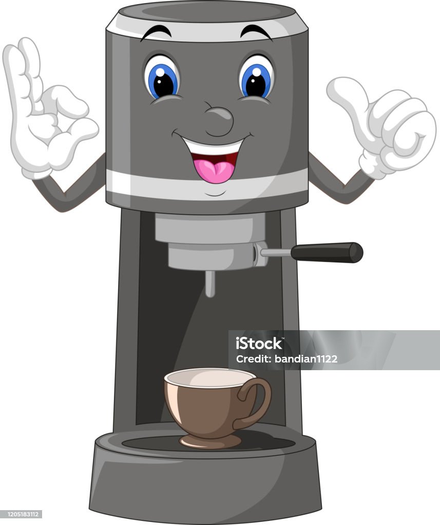 Grey Coffee Maker Machine Cartoon Stock Illustration - Download Image Now -  Backgrounds, Black Color, Brown - iStock