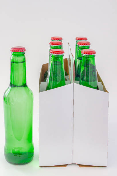 istock A six pack of a green beer bottles isolated on white background 1205187628