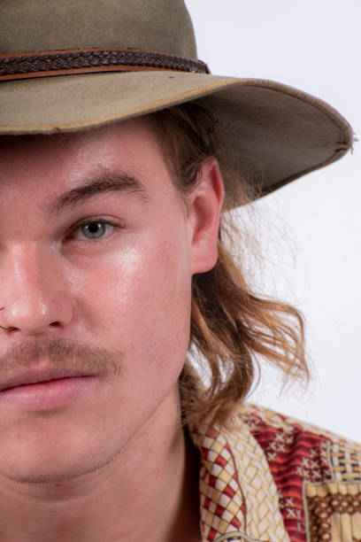 istock Classic Australian young person with hat leaning on his hand. 1205188163