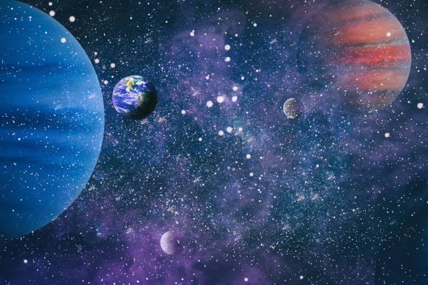 istock Earth planet in galaxy use for science design . Earth and galaxies in space. Science fiction art. Elements of this image furnished by NASA. 1205188255