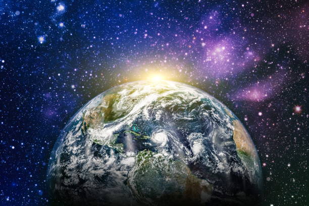 istock Earth planet in galaxy use for science design . Earth and galaxies in space. Science fiction art. Elements of this image furnished by NASA. 1205188300