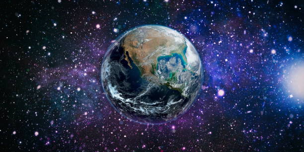 istock Earth planet in galaxy use for science design . Earth and galaxies in space. Science fiction art. Elements of this image furnished by NASA. 1205188902