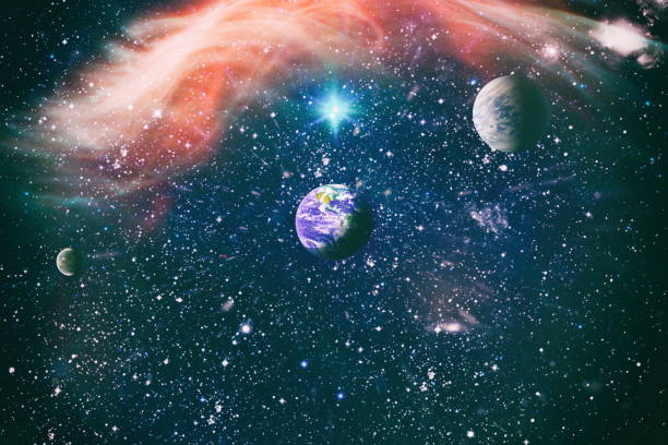 istock Earth planet in galaxy use for science design . Earth and galaxies in space. Science fiction art. Elements of this image furnished by NASA. 1205188974
