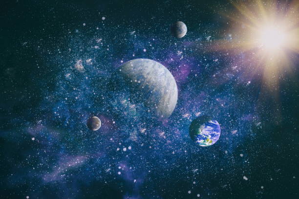 istock Earth planet in galaxy use for science design . Earth and galaxies in space. Science fiction art. Elements of this image furnished by NASA. 1205189141