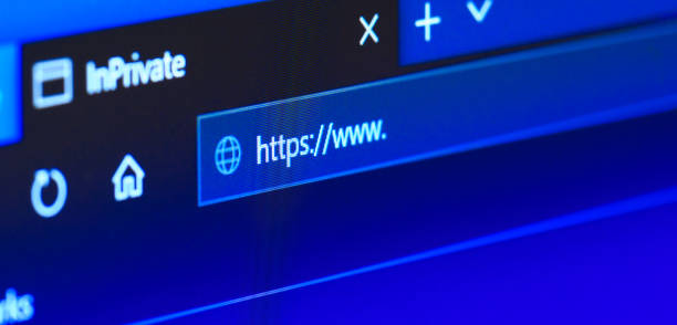 istock Computer Screen With Address Bar of Web Browser in private mode. Close-up, shallow DOF. Internet search. 1205193668