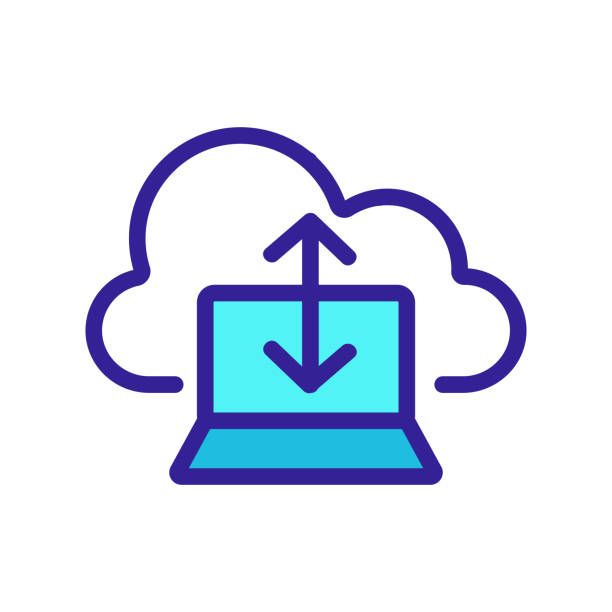 illustrations, cliparts, dessins animés et icônes de vecteur d’icône de stockage de nuage. illustration d’illustration isolée de symbole de contour - downloading