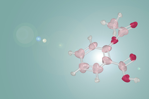 Yohimbine(quebrachine), is an indole alkaloid. C21H26N2O3. Chemical structure model: Ball and Stick + Balls + Space-Filling. 3D illustration.
