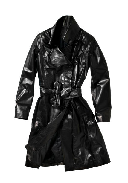 istock Leather trench coat isolated on white background 1205199924