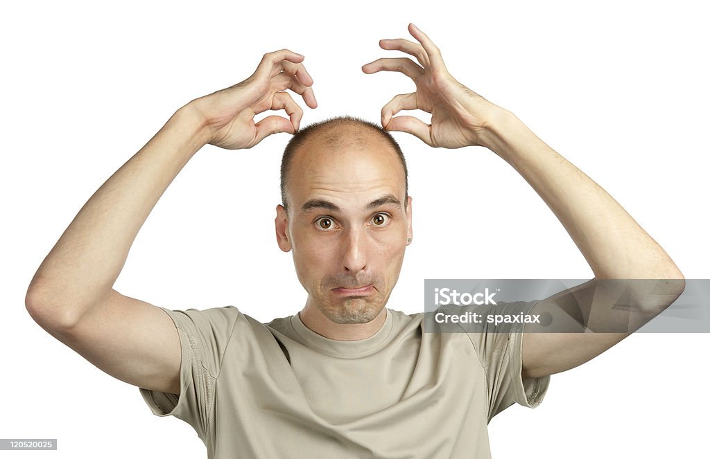 young funny bald man young funny bald man making grimaces Adult Stock Photo