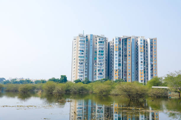 istock lake or water dump side residential building 1205202168