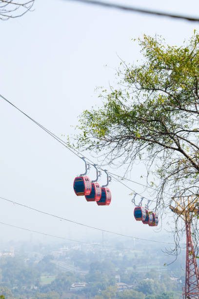 istock Skiing on the Mountain. cable car and skyline 1205202276