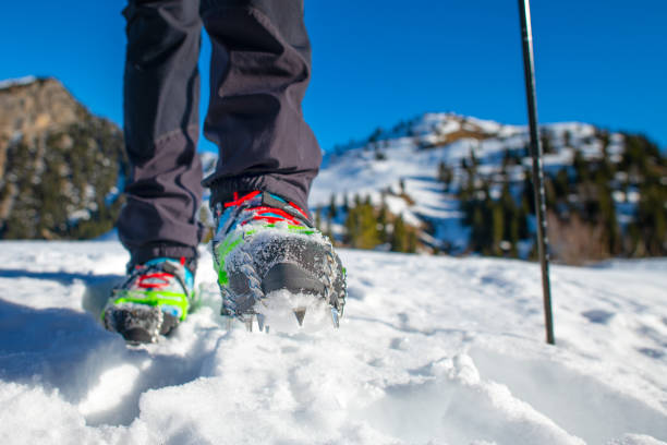 istock Detail of an ice crampon for snow excursion 1205203099