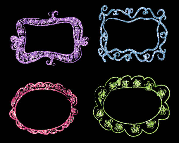 illustrazioni stock, clip art, cartoni animati e icone di tendenza di astratto stile art nouveau scintillante cornice vintage vittoriana isolata - victorian style flash