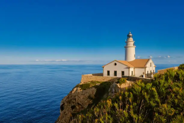 Beautiful lighthouse at the coast of Punta de Capdepera is the east of Mallorca.