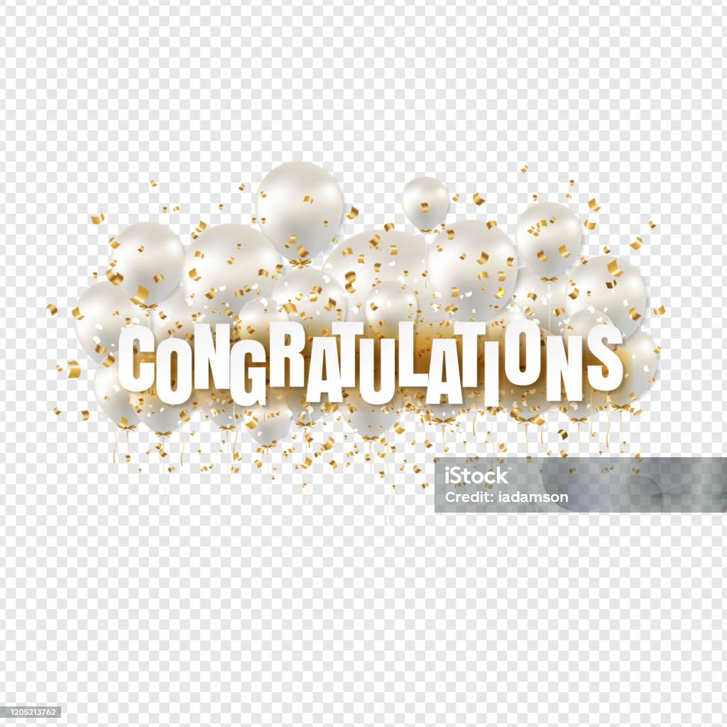 Congratulations Translucent Congratulations Card And Transparent Balloons White Background Stock ...