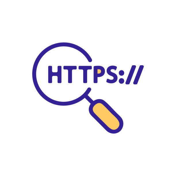 https-protokollvektorvektor. abbildung des isolierten kontursymbols - e commerce https ssl internet stock-grafiken, -clipart, -cartoons und -symbole