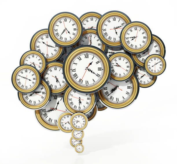 istock Group of clocks forming human brain shape 1205215860