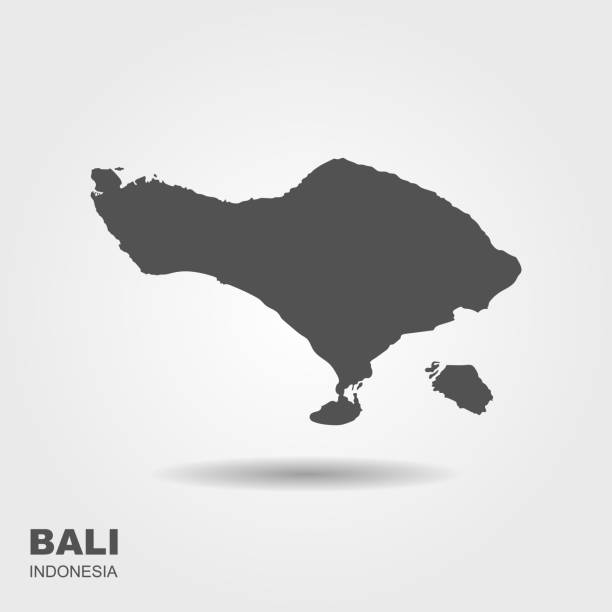 mapa wyspy bali. indonezja. płaska ikona wektora z cieniem - bali cartography map island stock illustrations