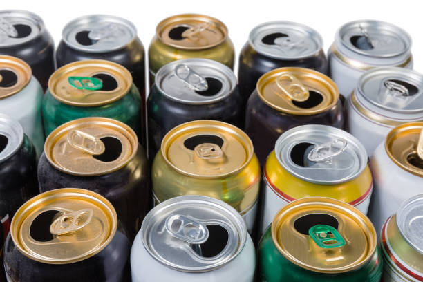 istock Used open beverage cans, fragment in selective focus 1205218688