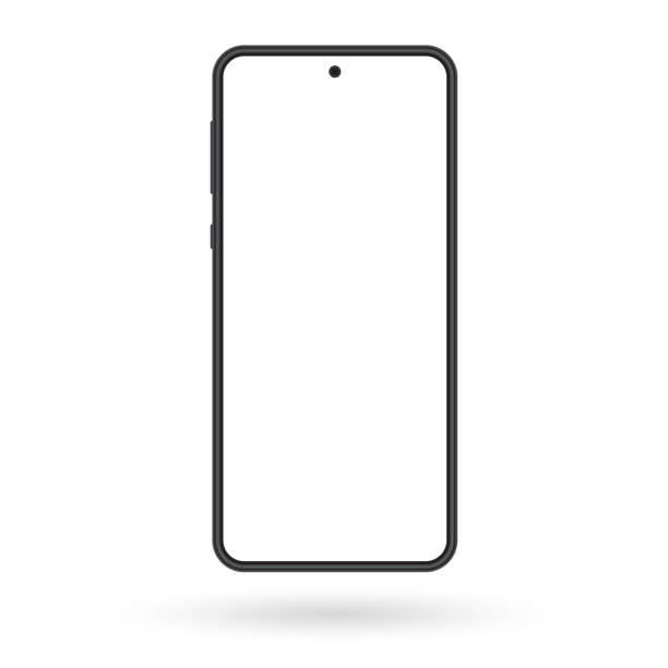 illustrations, cliparts, dessins animés et icônes de maquette de smartphone. écran de téléphone portable blanc. téléphone portable noir d’isolement sur le fond blanc. illustration de vecteur. - android phone