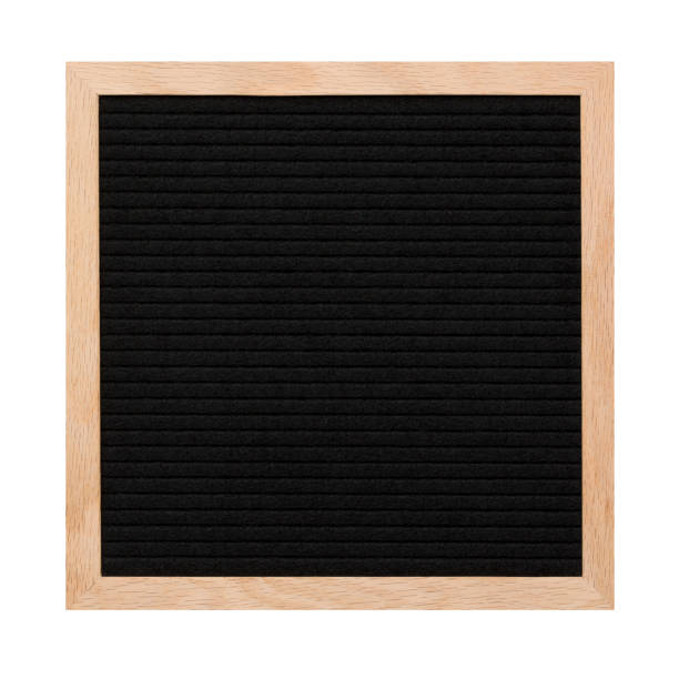 白い背景に分離された空の黒いレターボード。デザインモックアップ - felt textured textured effect textile ストックフォトと画像