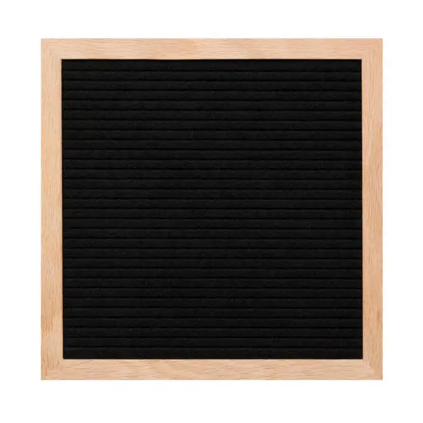 Photo of Empty black letterboard isolated on white background. Design mockup