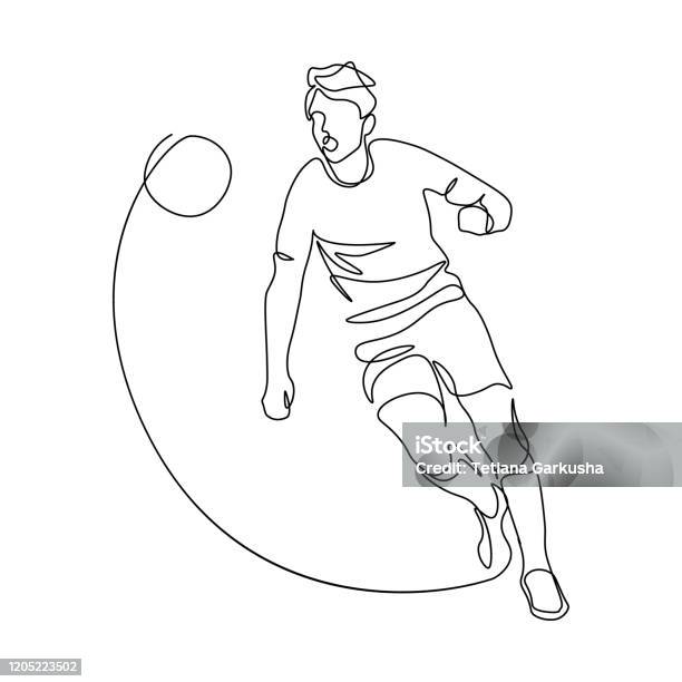 Football Player Stock Illustration - Download Image Now - Line Art, Sport, Single Line