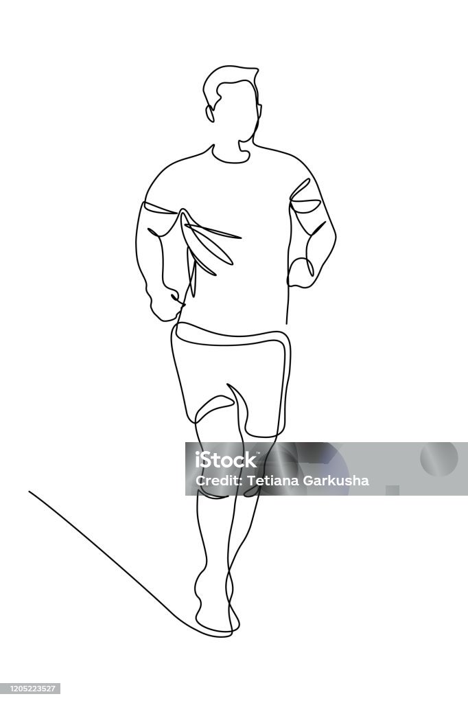 Port munching rapport Jogging Man Stock Illustration - Download Image Now - Line Art, Continuous  Line Drawing, Running - iStock