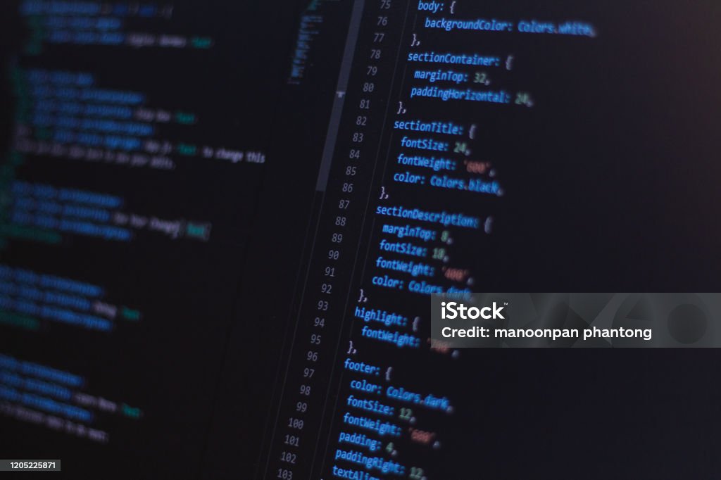 Closeup Software Developer Programming Code On Screen Stock Photo ...