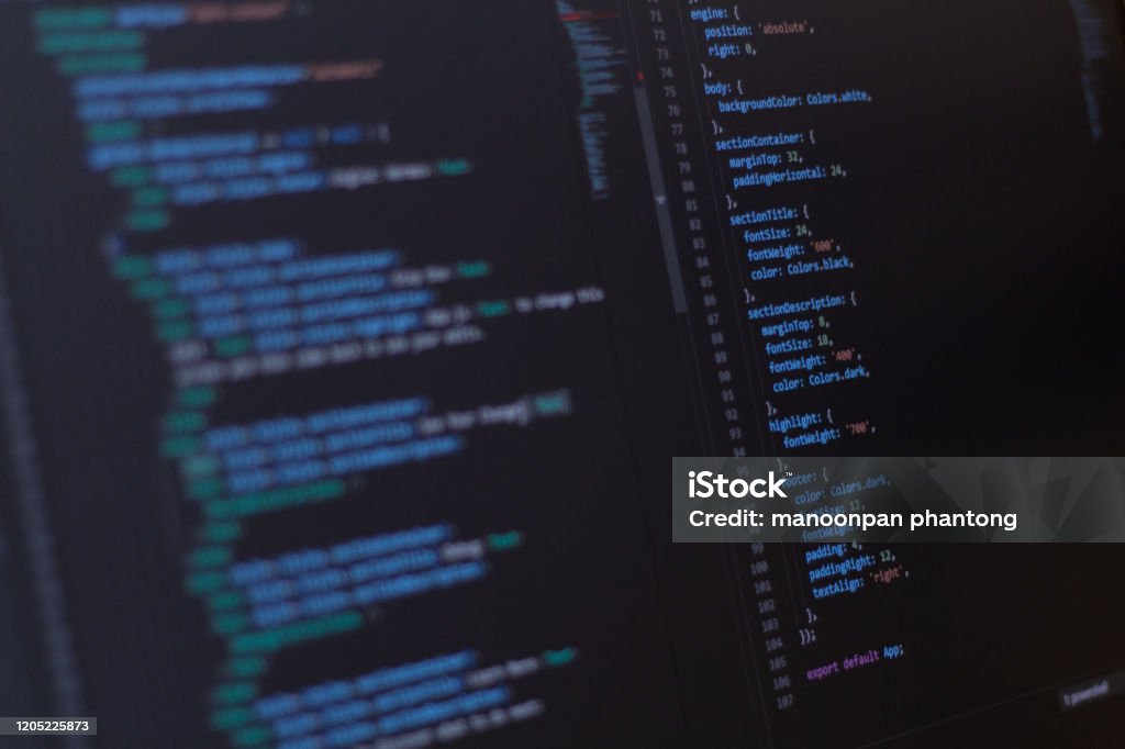 Closeup Software Developer Programming Code On Screen Stock Photo ...