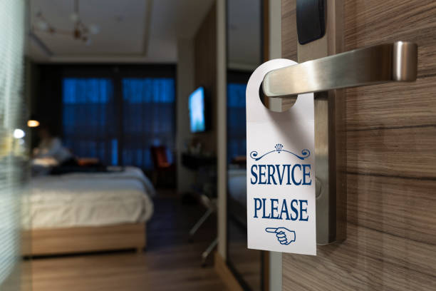 istock Service please Sign on the door. 1205226138