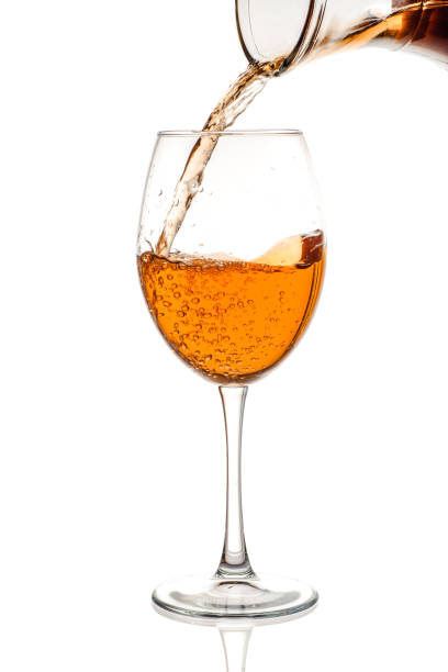 Amber wine in the glass. stock photo