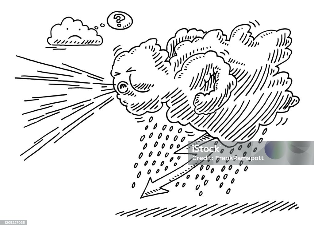 Angry Cartoon Cloud Making Whirlwind Drawing Stock Illustration - Download  Image Now - Wind, Blowing, Cartoon - iStock