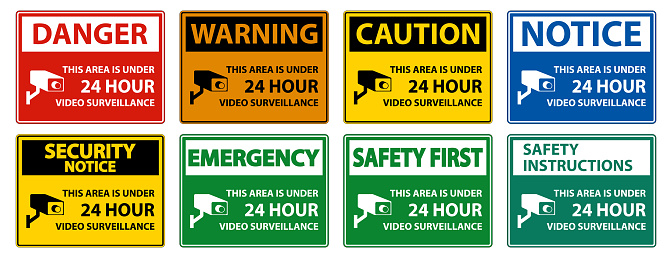 This Area Is Under 24 hour Video Surveillance Symbol Sign Isolated on White Background,Vector Illustration