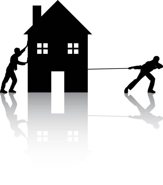 ilustraciones, imágenes clip art, dibujos animados e iconos de stock de moving house - moving house house action silhouette