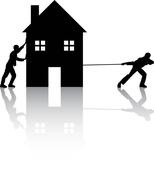 ilustrações de stock, clip art, desenhos animados e ícones de moving house - moving house house action silhouette