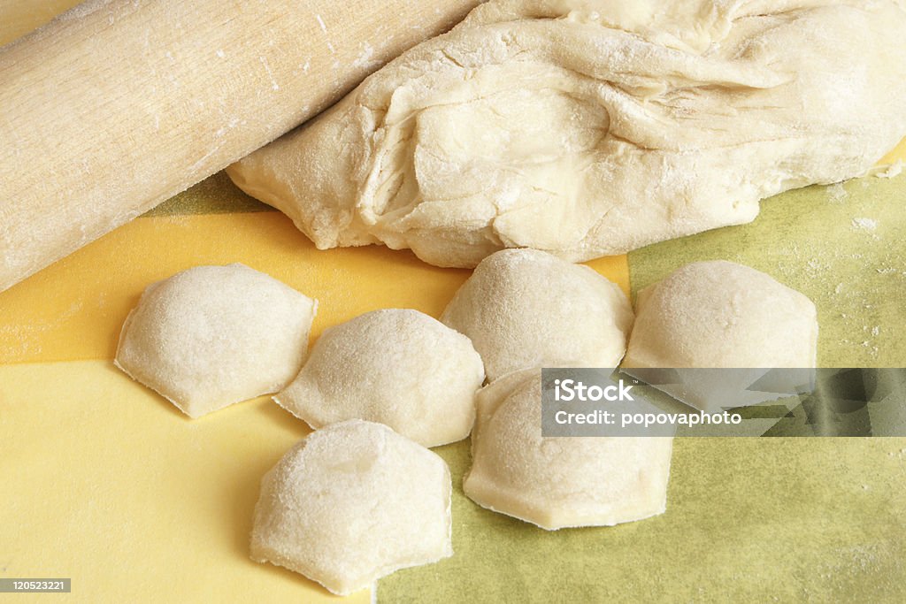 Making meat dumplings  Cappelletti Pasta Stock Photo