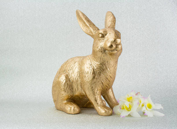 istock gold bunny rabbit in pink  background 1205234365