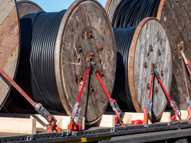 istock Truck with cable reels transport 1205237837