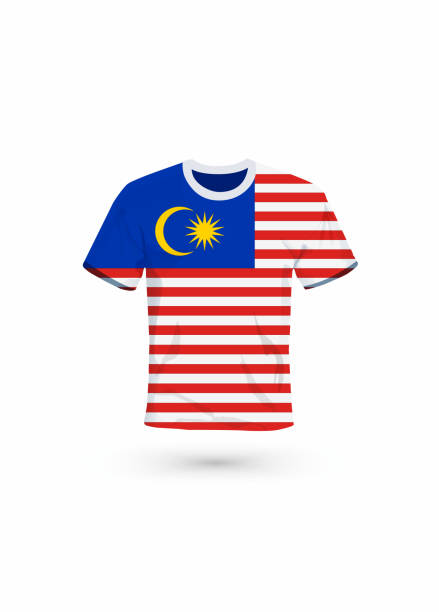 Sport shirt in colors of Malaysia flag. Vector illustration for sport, championship and national team, sport game Vector illustration for soccer & football, championship and national team, sport game tシャツ stock illustrations