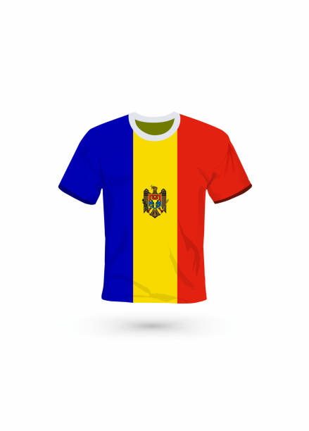 Sport shirt in colors of Moldova flag. Vector illustration for sport, championship and national team, sport game Vector illustration for soccer & football, championship and national team, sport game tシャツ stock illustrations