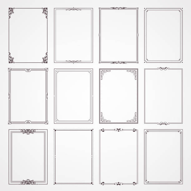 illustrations, cliparts, dessins animés et icônes de cadres décoratifs et bordures proportions rectangle définir illustration stock - ornement