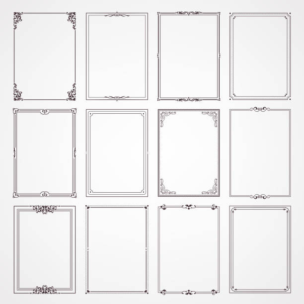 장식 프레임 과 테두리 사각형 비율 세트 스톡 일러스트 - rectangular frame stock illustrations