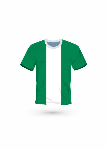 Sport shirt in colors of Nigeria flag. Vector illustration for sport, championship and national team, sport game Vector illustration for soccer & football, championship and national team, sport game tシャツ stock illustrations