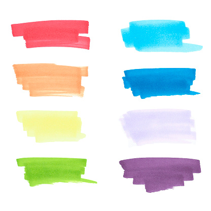 Set of eight colorful hand drawn marker stripes