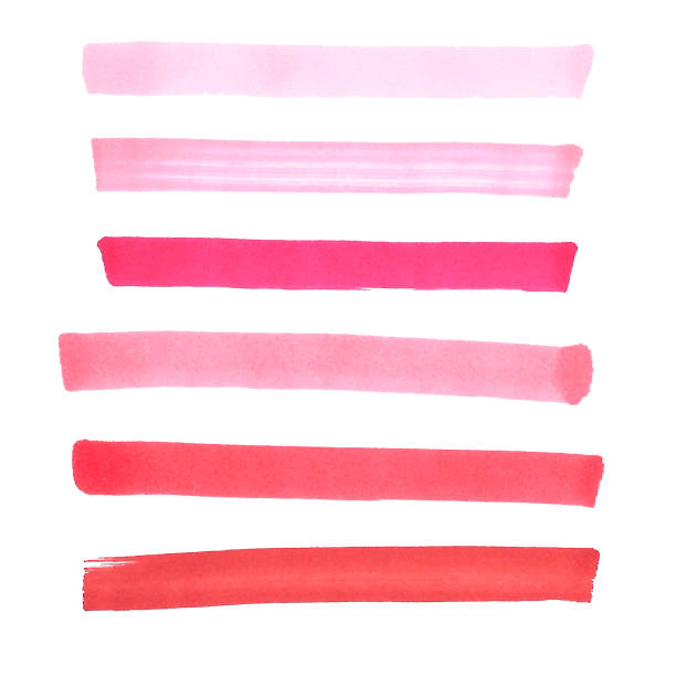 白に分�離された手描きのピンクと赤のマーカーストライプのセット - lined paper paper education textbook ストックフォトと画像
