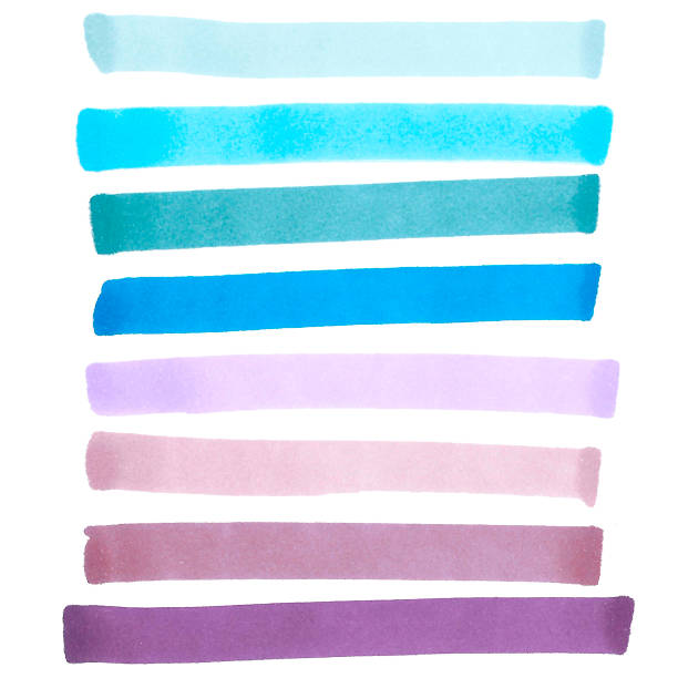 Set of hand drawn blue and violet marker stripes