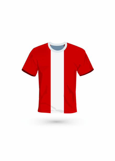 Sport shirt in colors of Peru flag. Vector illustration for sport, championship and national team, sport game Vector illustration for soccer & football, championship and national team, sport game tシャツ stock illustrations